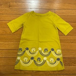 Tea Collection, dress/tunic. Yellow w/white and navy birds. Size 3.
